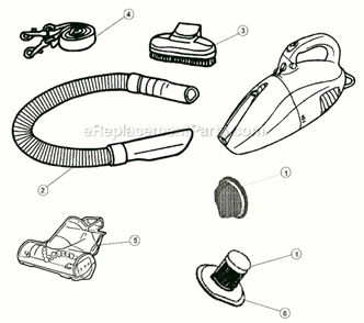 Page A Diagram and Parts List for M08220X  Dirt Devil Hand Vacuum